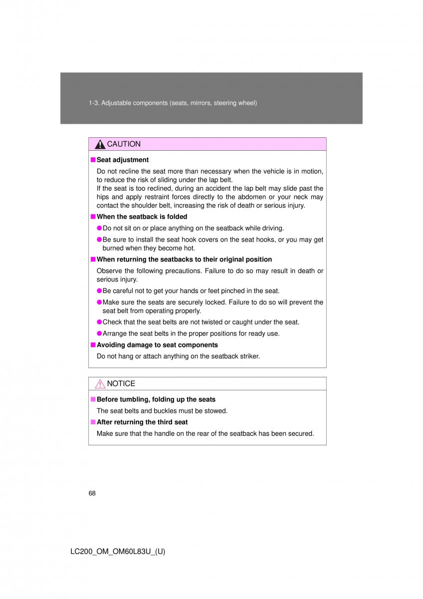 Toyota Land Cruiser J200 owners manual / page 68