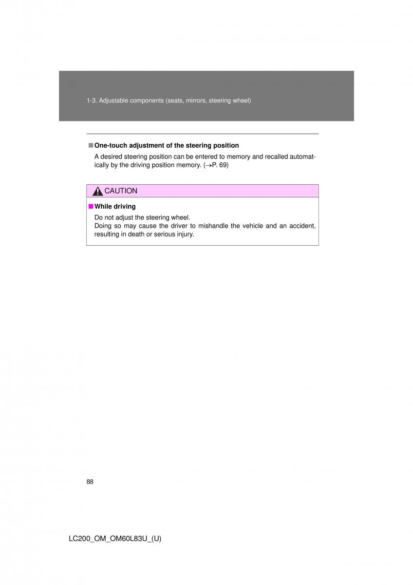 Toyota Land Cruiser J200 owners manual / page 88