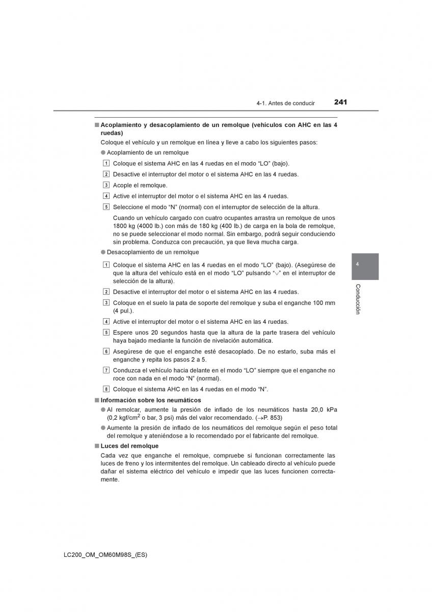 Toyota Land Cruiser J200 manual del propietario / page 241