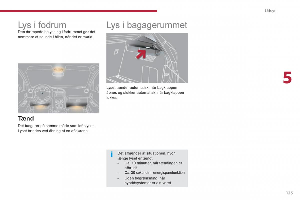 Peugeot 3008 Hybrid Bilens instruktionsbog / page 125