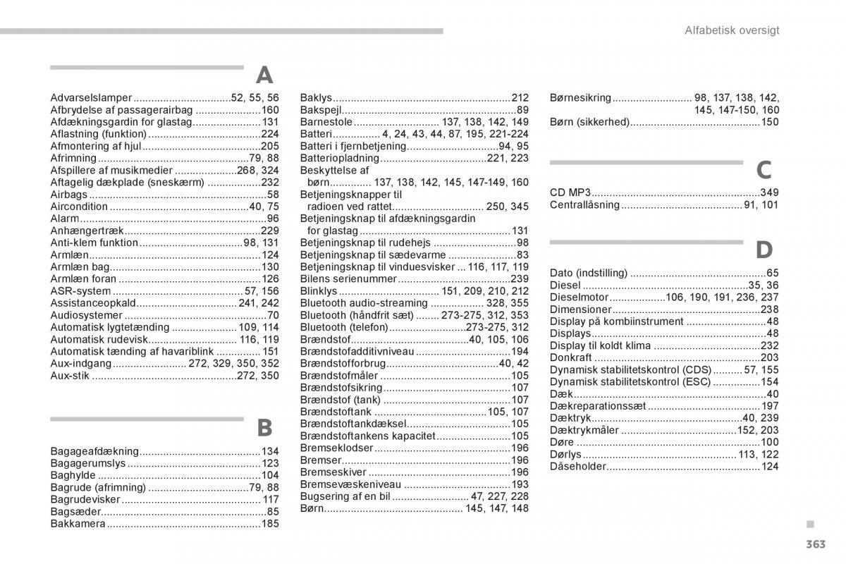 Peugeot 3008 Hybrid Bilens instruktionsbog / page 365