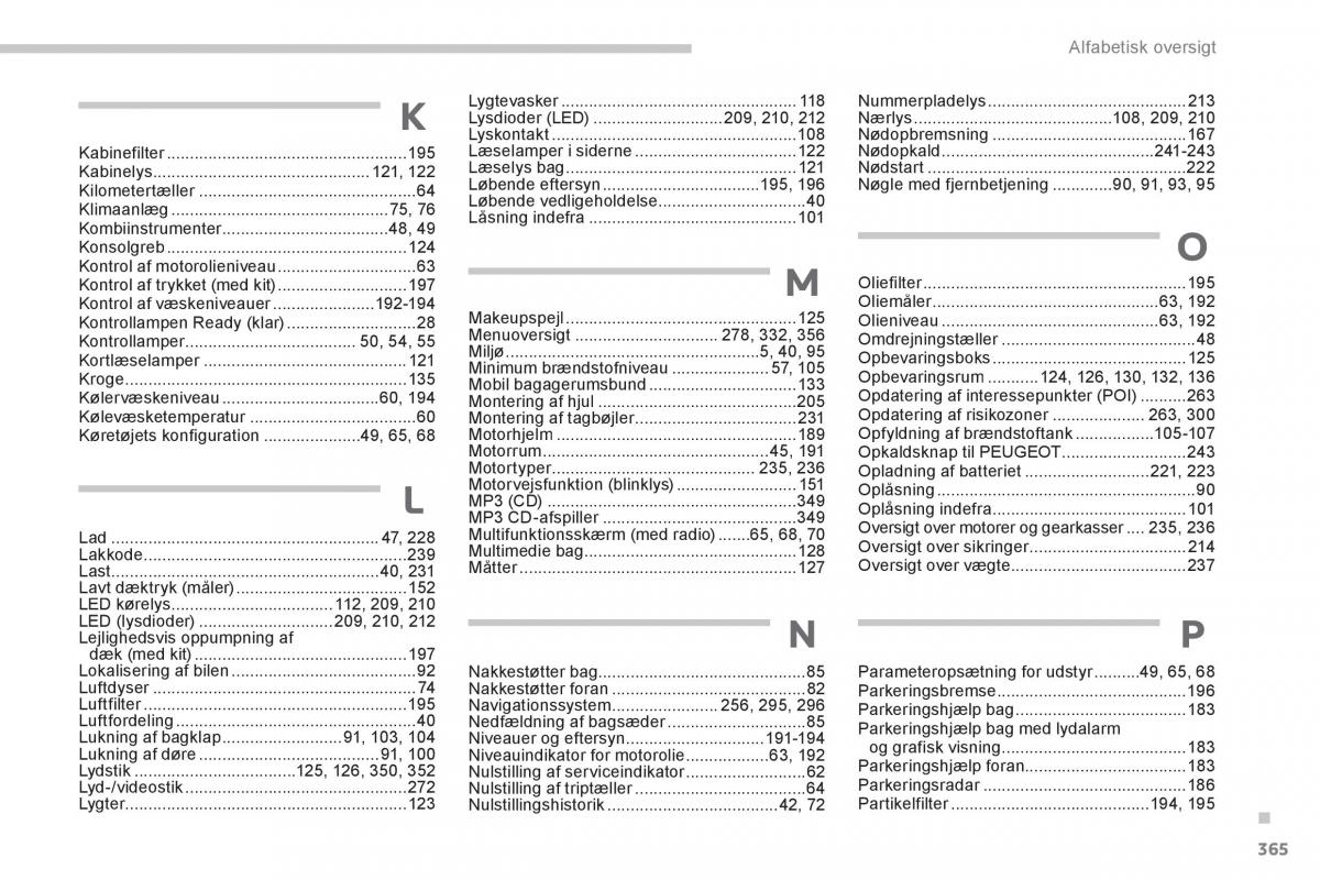 Peugeot 3008 Hybrid Bilens instruktionsbog / page 367