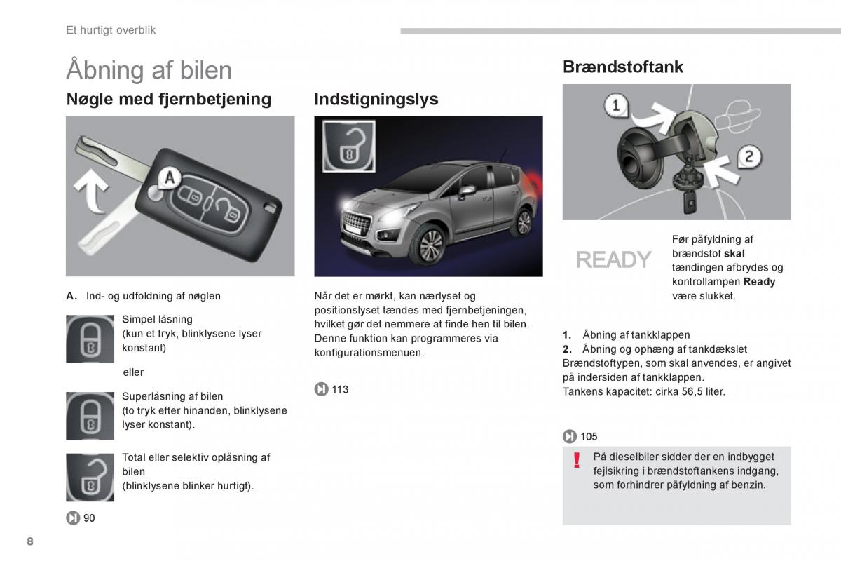 Peugeot 3008 Hybrid Bilens instruktionsbog / page 10