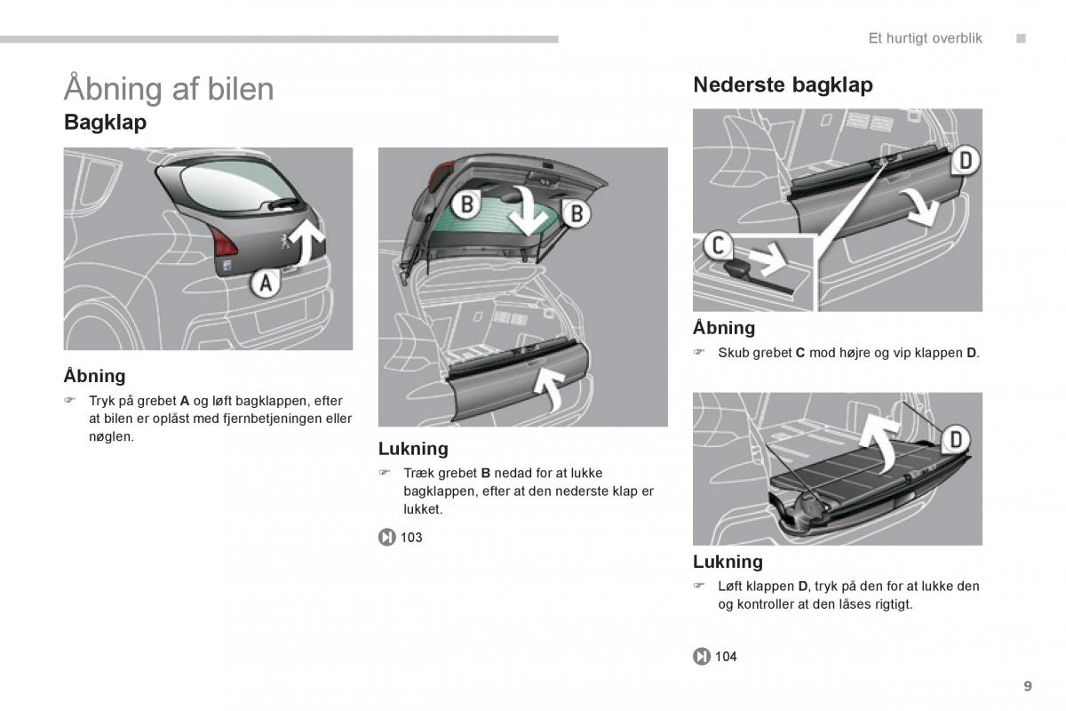 Peugeot 3008 Hybrid Bilens instruktionsbog / page 11