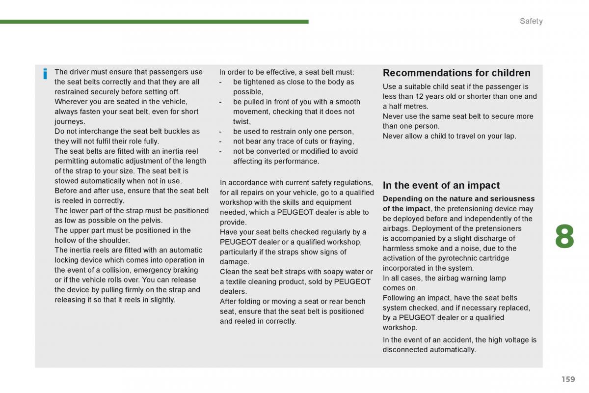 manual  Peugeot 3008 Hybrid owners manual / page 161
