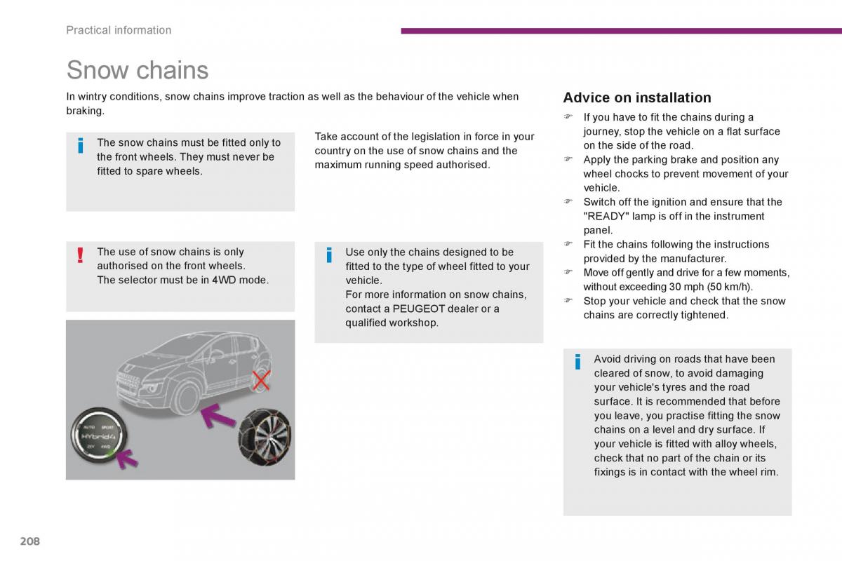 manual  Peugeot 3008 Hybrid owners manual / page 210