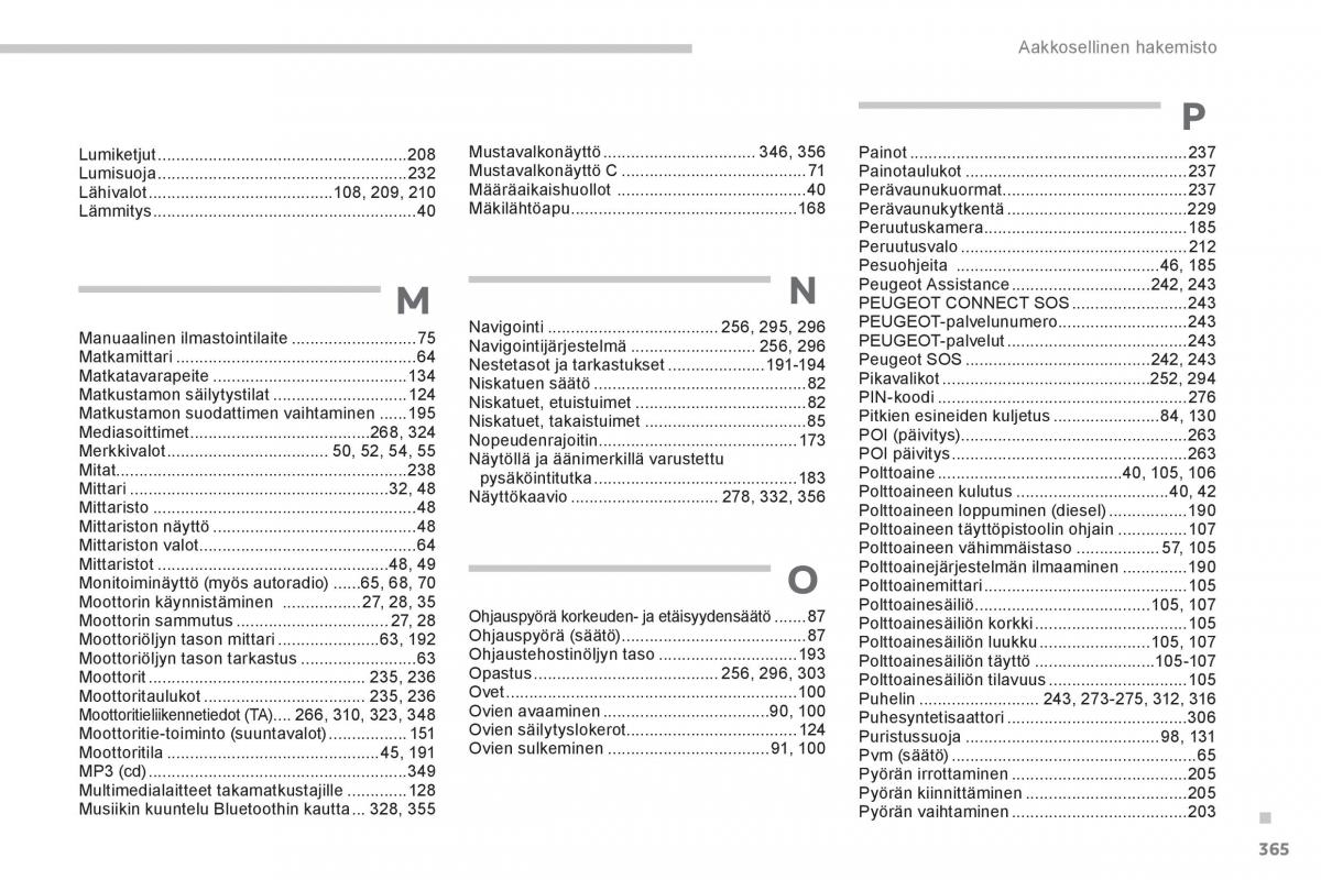 Peugeot 3008 Hybrid omistajan kasikirja / page 367