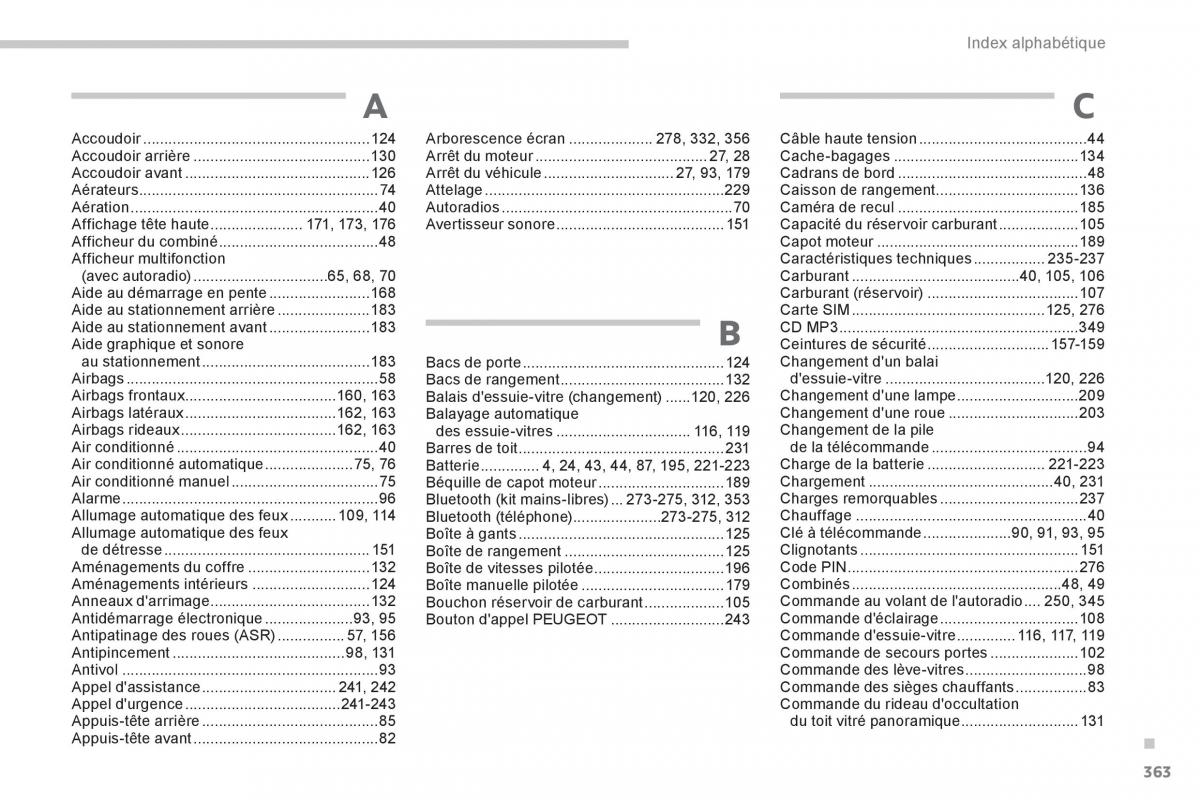 Peugeot 3008 Hybrid manuel du proprietaire / page 365