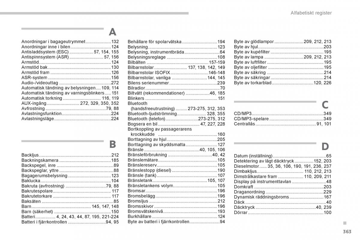 Peugeot 3008 Hybrid instruktionsbok / page 365