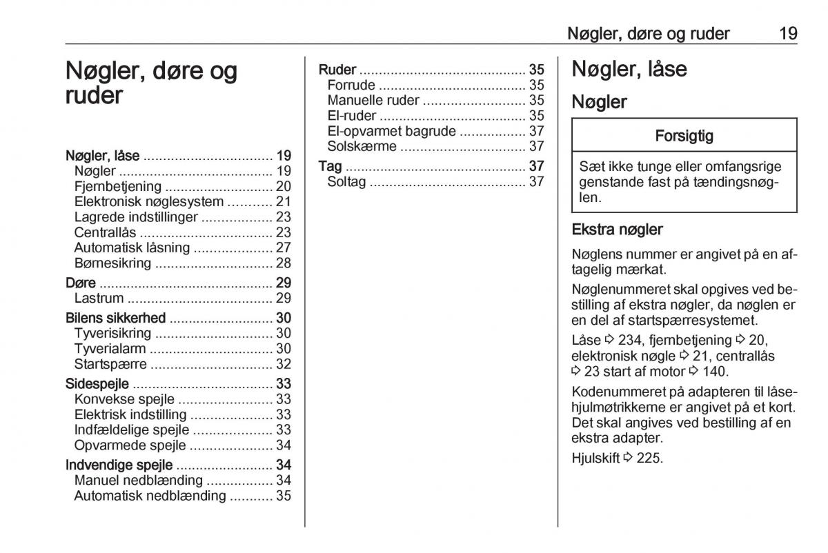 Opel Astra K V 5 Bilens instruktionsbog / page 21