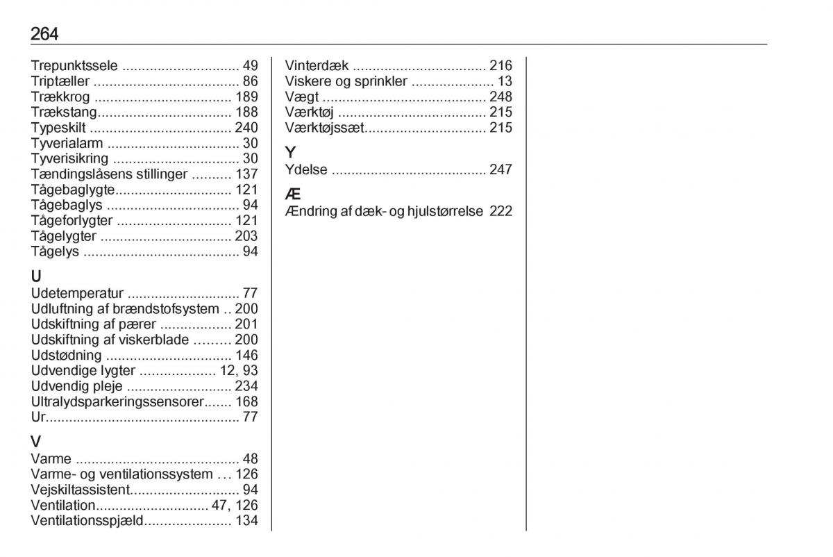 Opel Astra K V 5 Bilens instruktionsbog / page 266