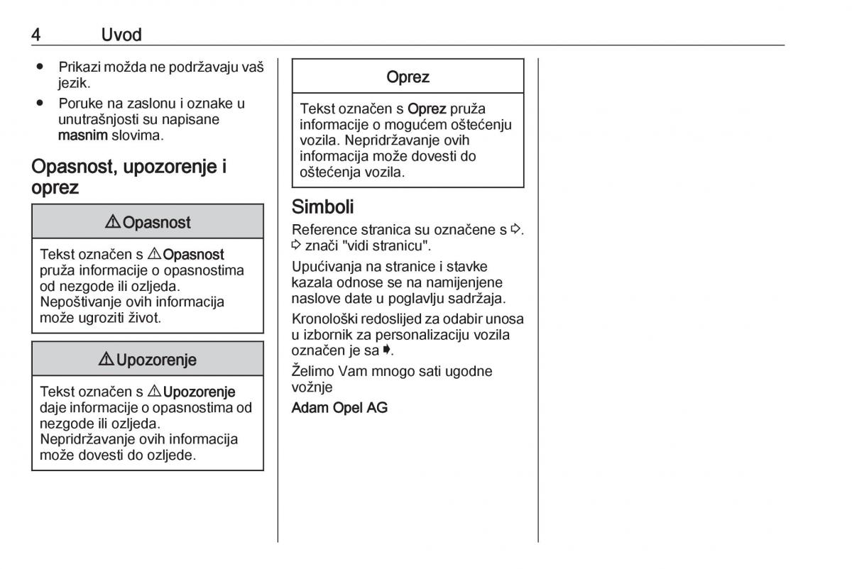 Opel Astra K V 5 vlasnicko uputstvo / page 6