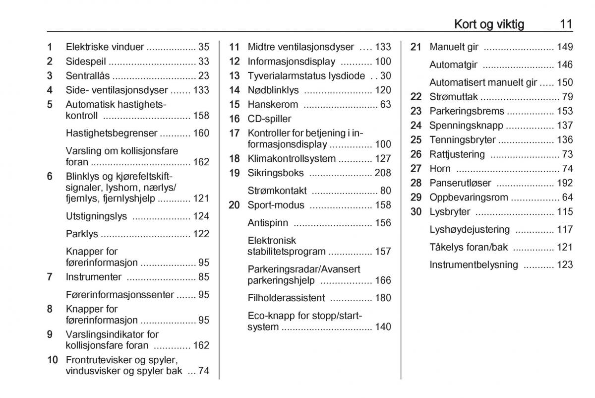 Opel Astra K V 5 bruksanvisningen / page 13