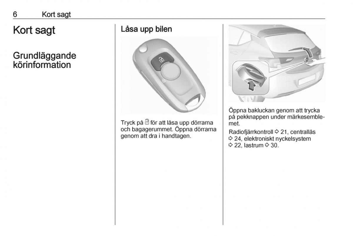 Opel Astra K V 5 instruktionsbok / page 8