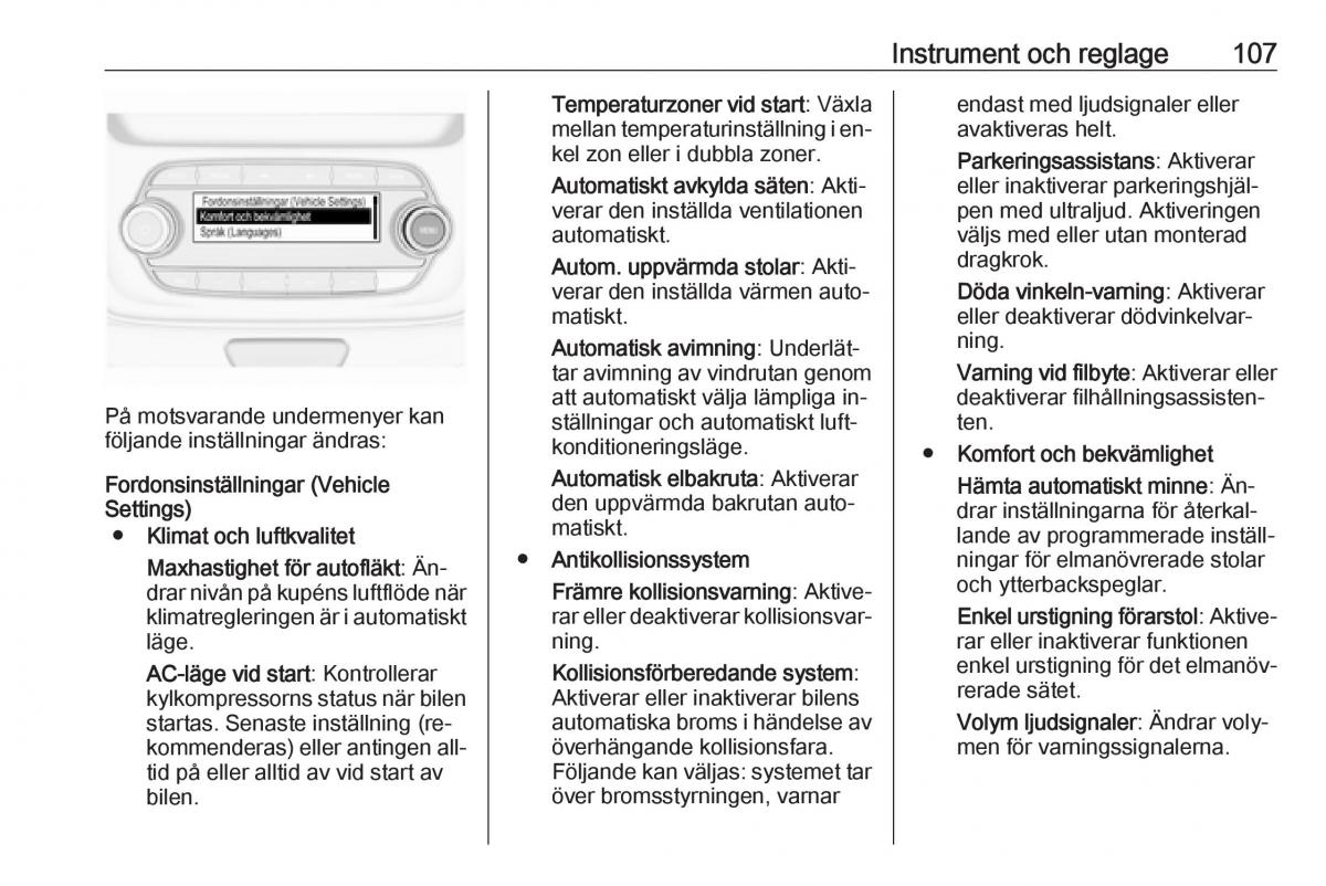 Opel Astra K V 5 instruktionsbok / page 109