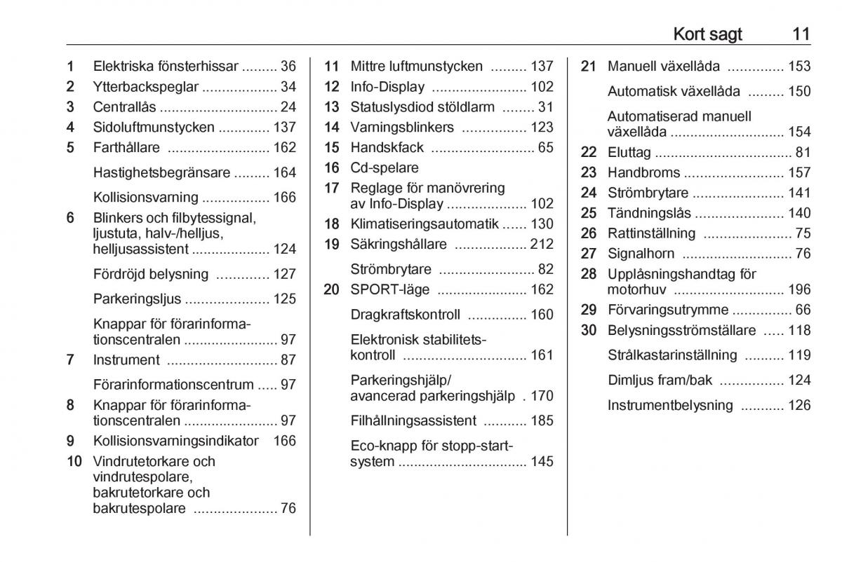 Opel Astra K V 5 instruktionsbok / page 13