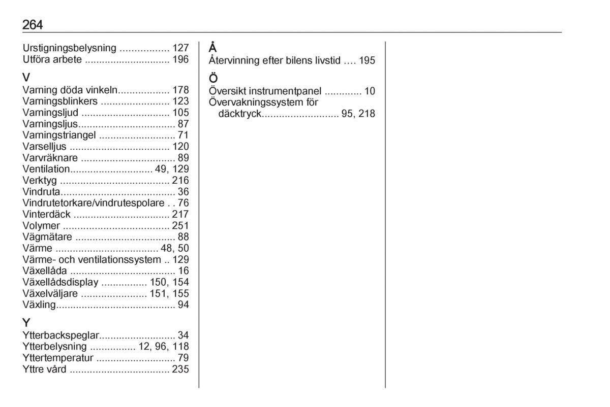 Opel Astra K V 5 instruktionsbok / page 266