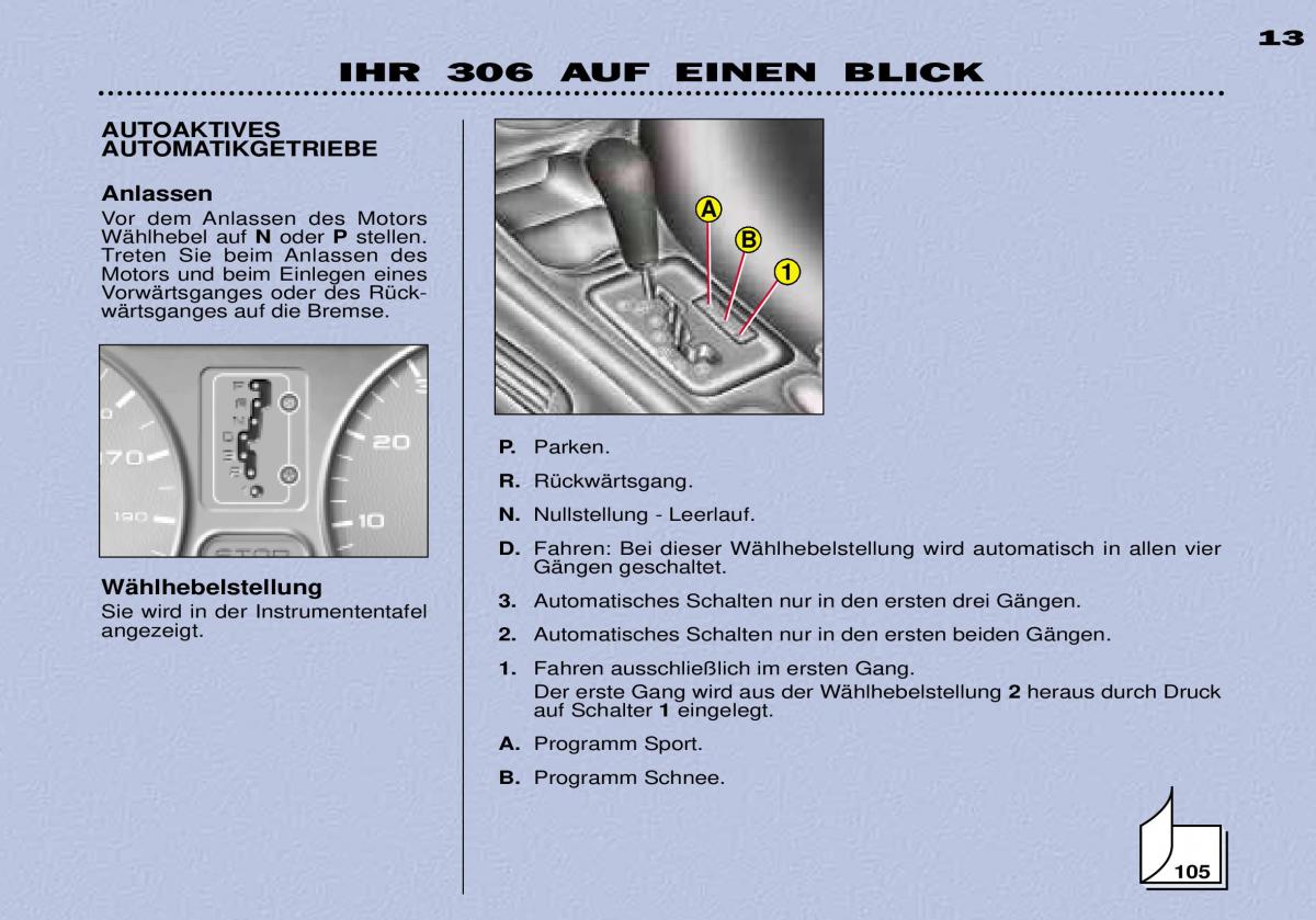 Peugeot 306 Break PH3 Handbuch / page 11