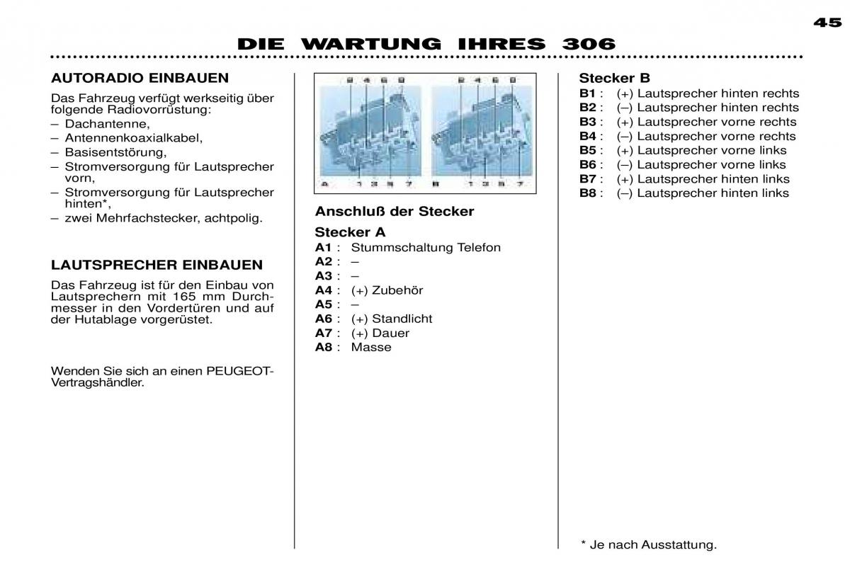 manual Peugeot 306 Peugeot 306 Break PH3 Handbuch / page 113