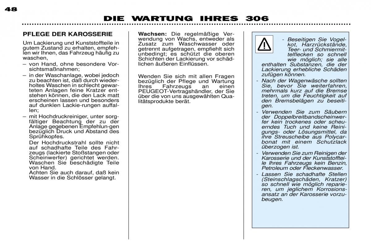 manual Peugeot 306 Peugeot 306 Break PH3 Handbuch / page 116