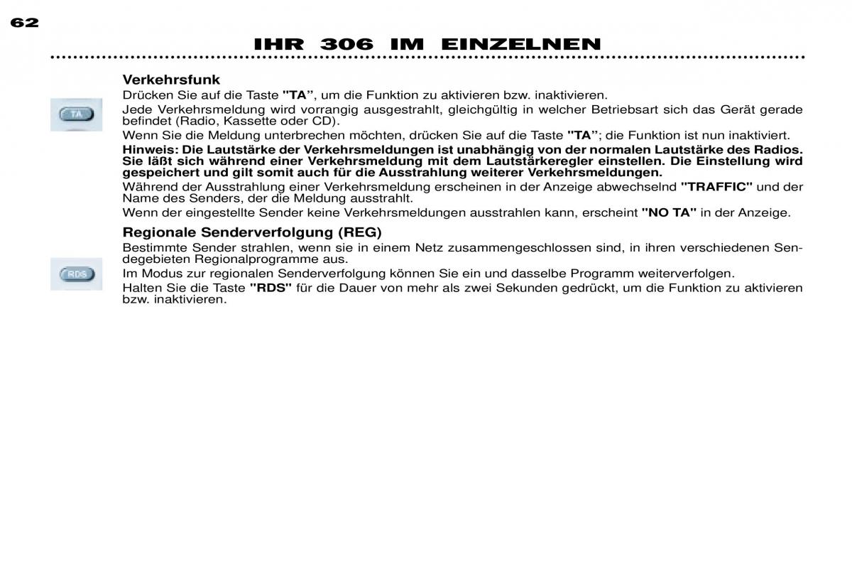 manual Peugeot 306 Peugeot 306 Break PH3 Handbuch / page 39