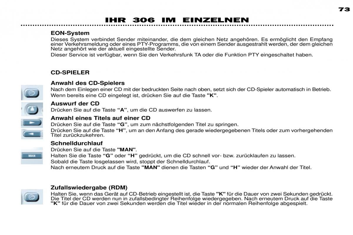 manual Peugeot 306 Peugeot 306 Break PH3 Handbuch / page 50