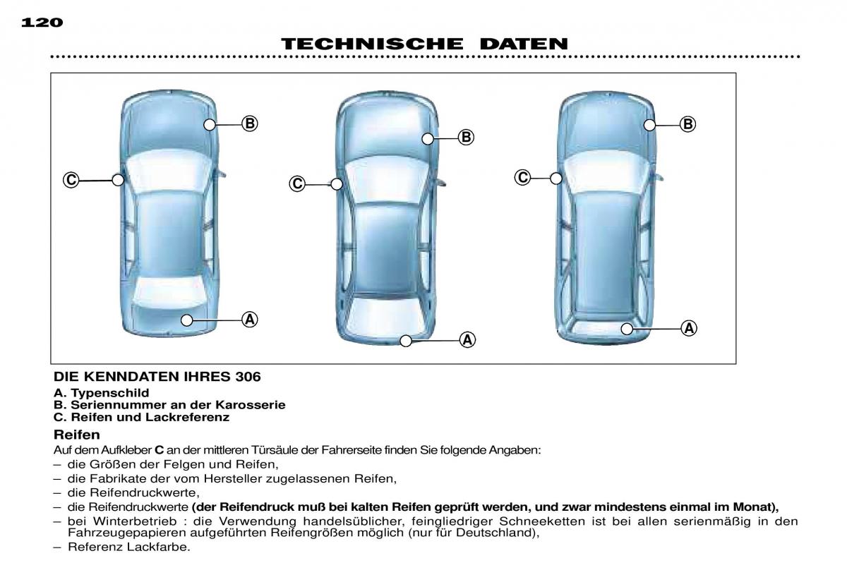 Peugeot 306 Break PH3 Handbuch / page 127