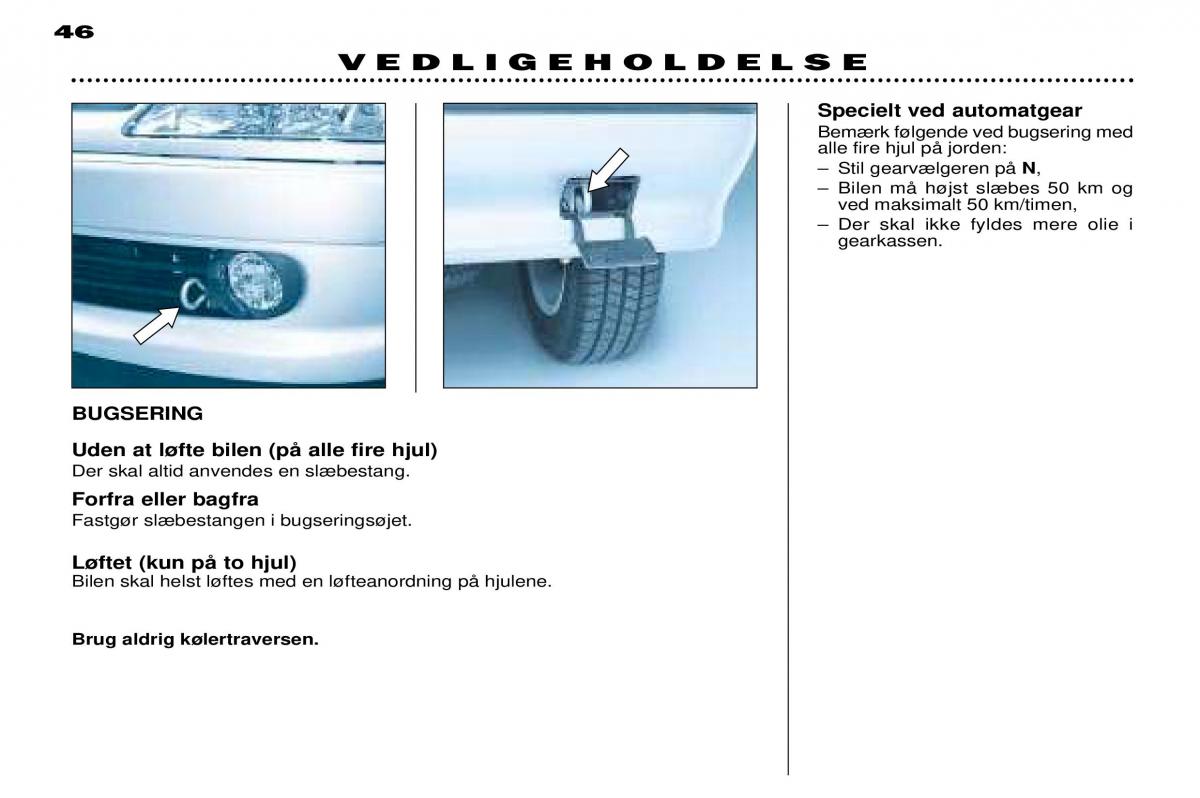 Peugeot 306 Break PH3 Bilens instruktionsbog / page 114