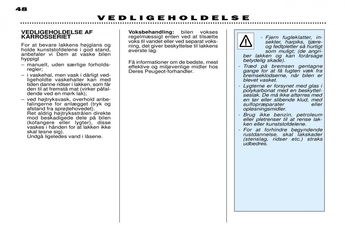 Peugeot 306 Break PH3 Bilens instruktionsbog / page 116