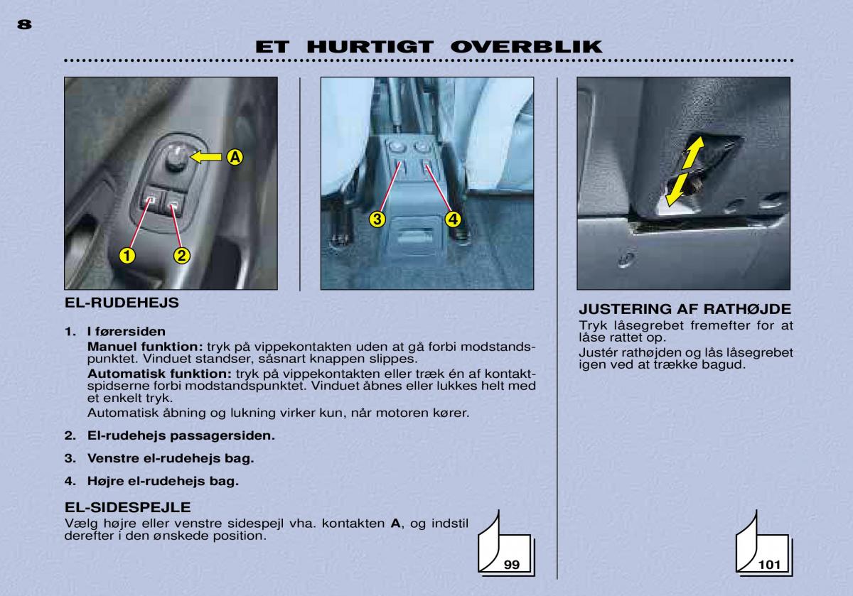 Peugeot 306 Break PH3 Bilens instruktionsbog / page 9
