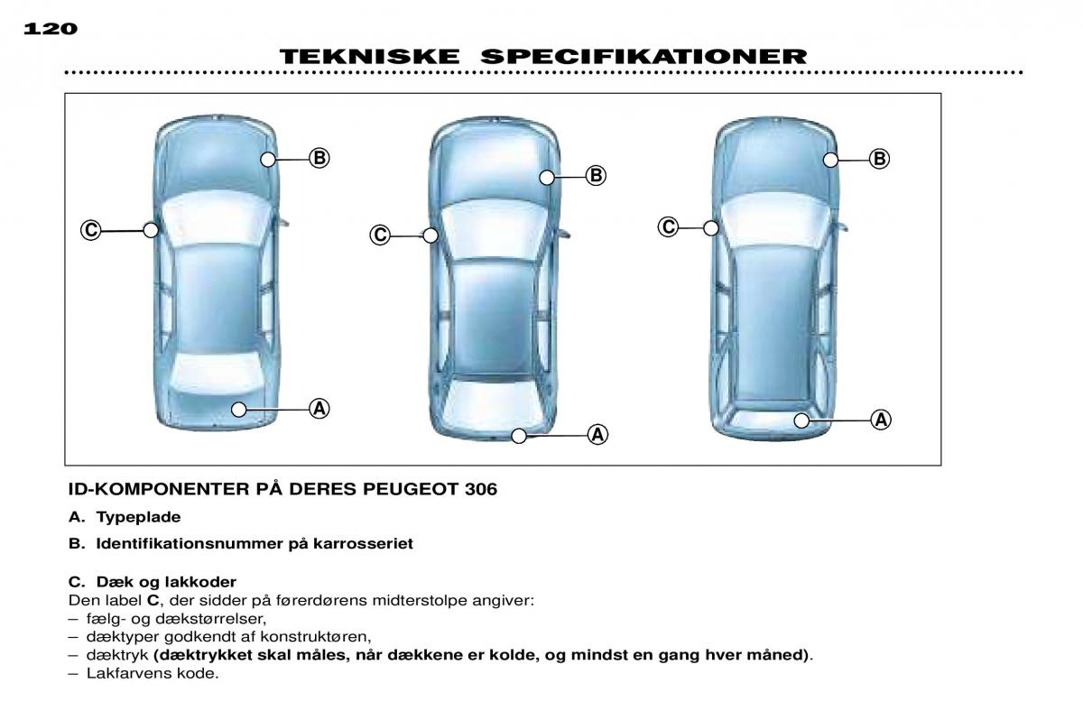 Peugeot 306 Break PH3 Bilens instruktionsbog / page 127