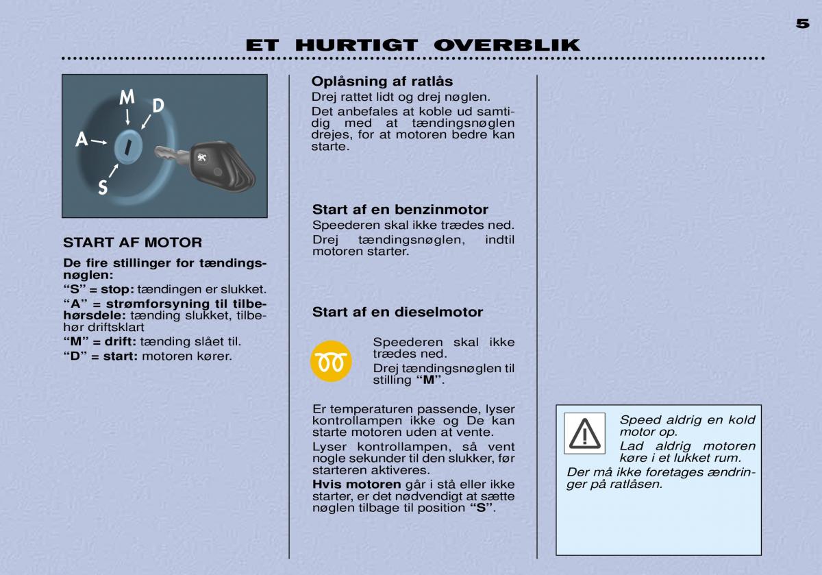 Peugeot 306 Break PH3 Bilens instruktionsbog / page 4