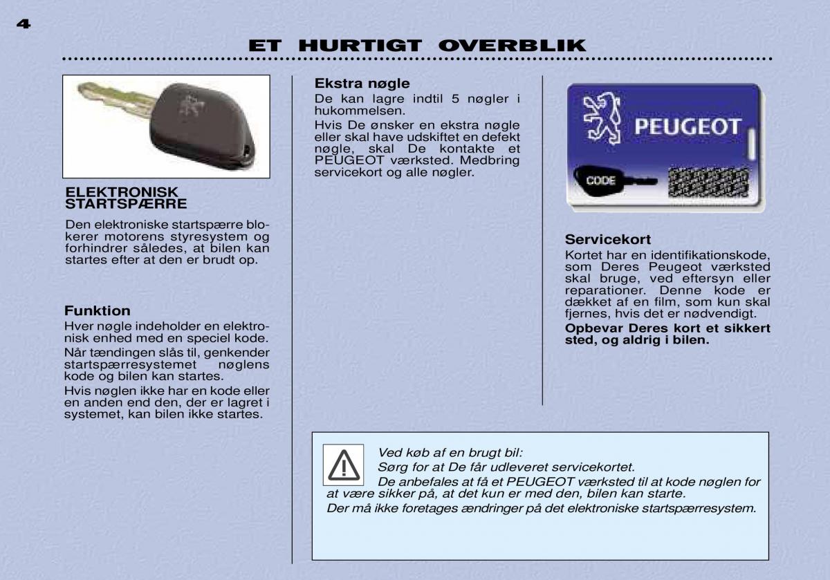 Peugeot 306 Break PH3 Bilens instruktionsbog / page 5