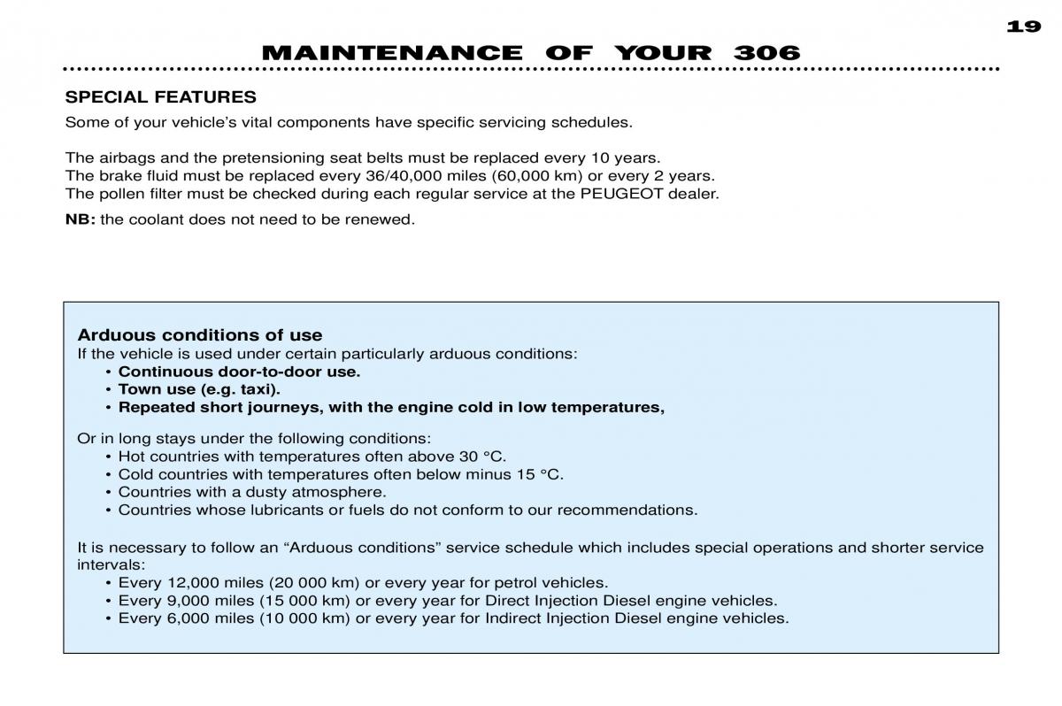 Peugeot 306 Break PH3 owners manual / page 14