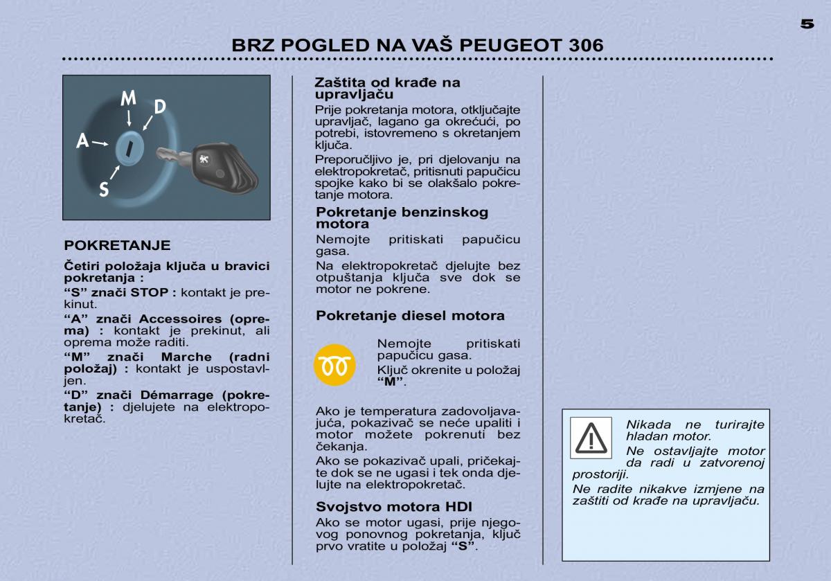 Peugeot 306 Break PH3 vlasnicko uputstvo / page 4