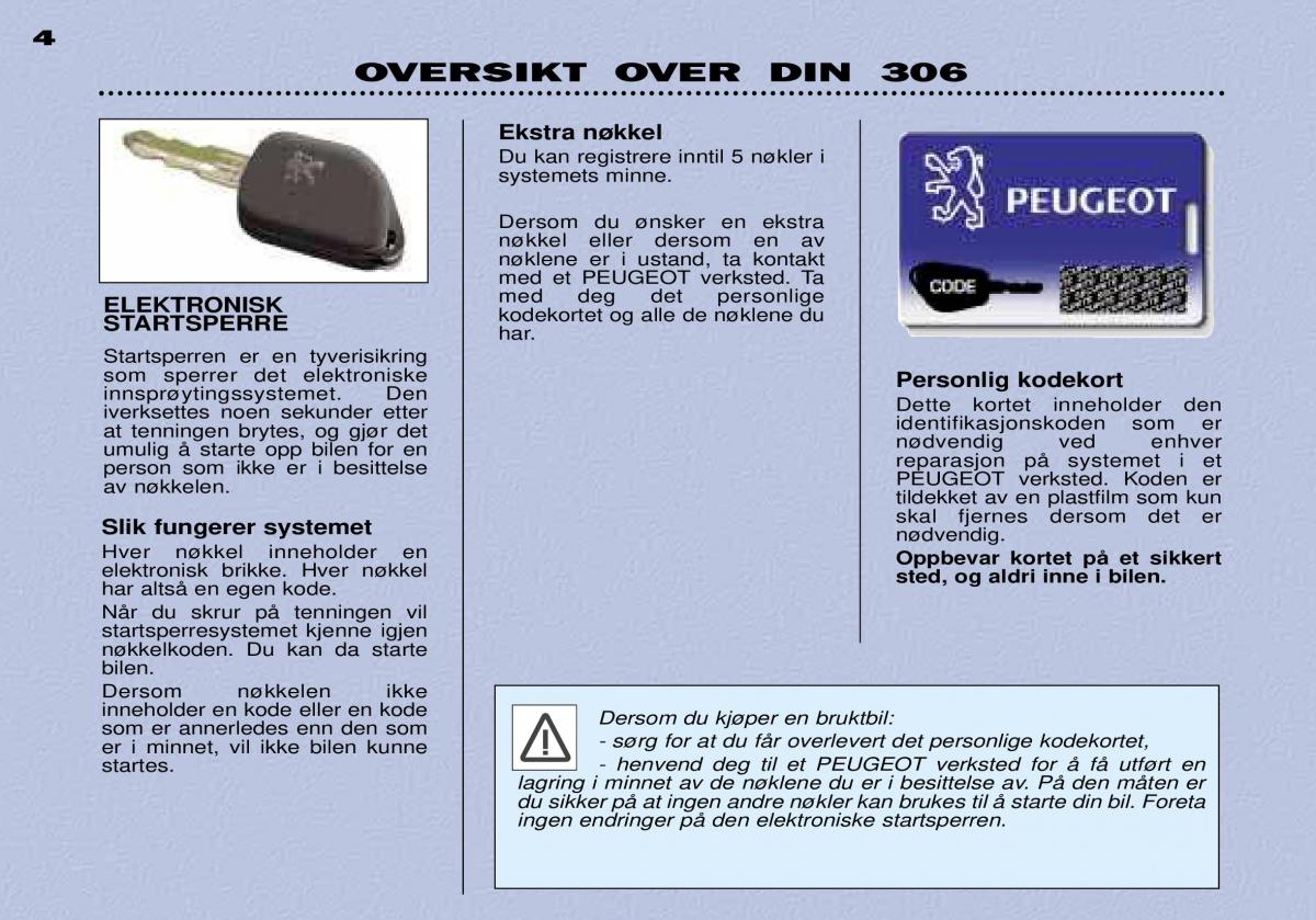 Peugeot 306 Break PH3 bruksanvisningen / page 5