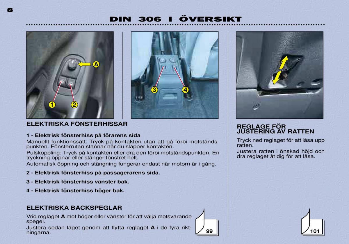 Peugeot 306 Break PH3 instruktionsbok / page 9