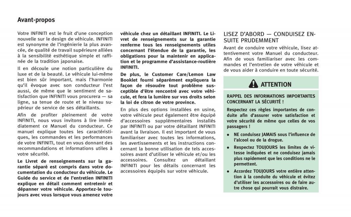 Infiniti Q60 Coupe manuel du proprietaire / page 2