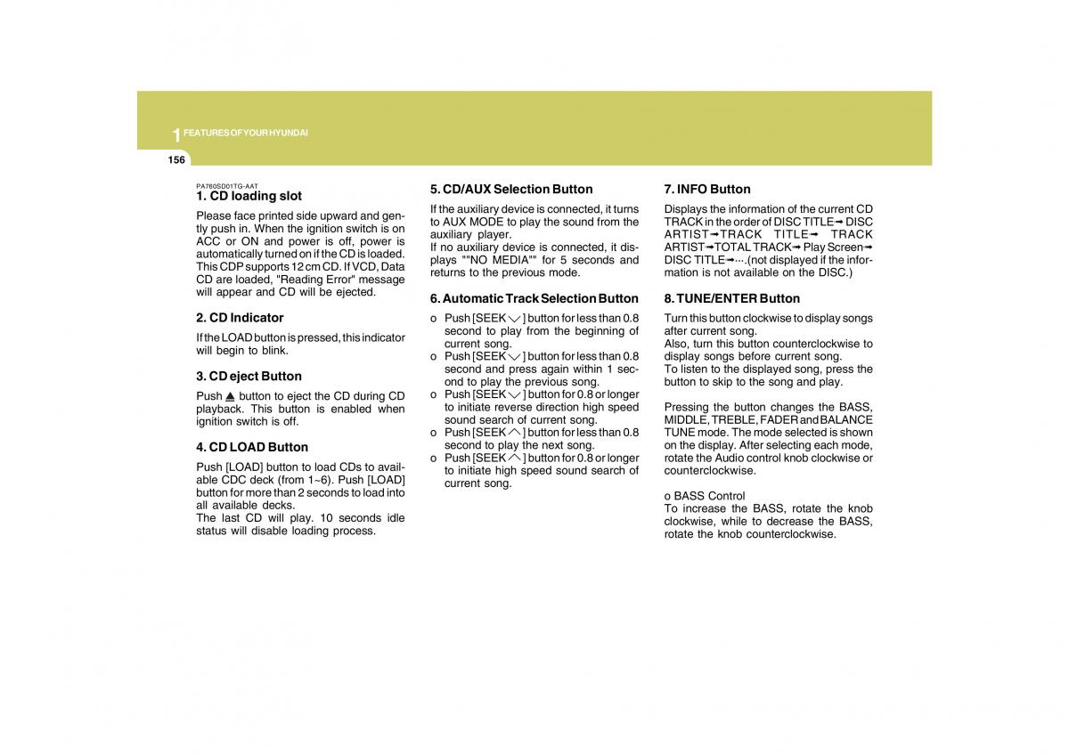 Hyundai Grandeur Azera TG IV 4 owners manual / page 169