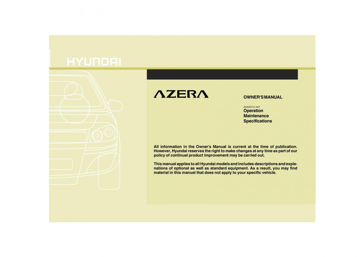 Hyundai Grandeur Azera TG IV 4 owners manual / page 1