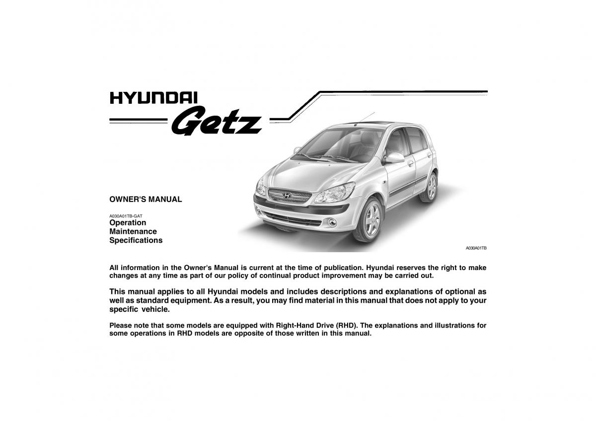 Hyundai Getz omistajan kasikirja / page 1