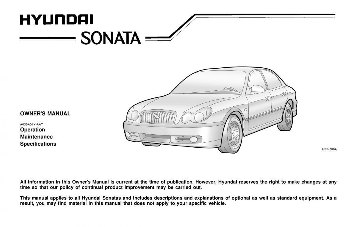 Hyundai Sonata EF IV 4 owners manual / page 4