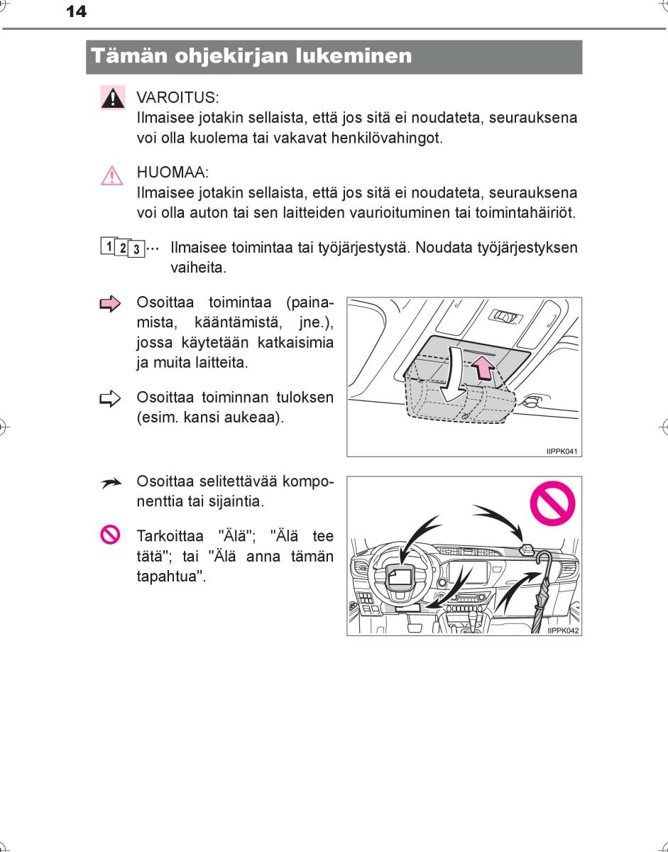 Toyota Hilux VIII 8 AN120 AN130 omistajan kasikirja / page 14