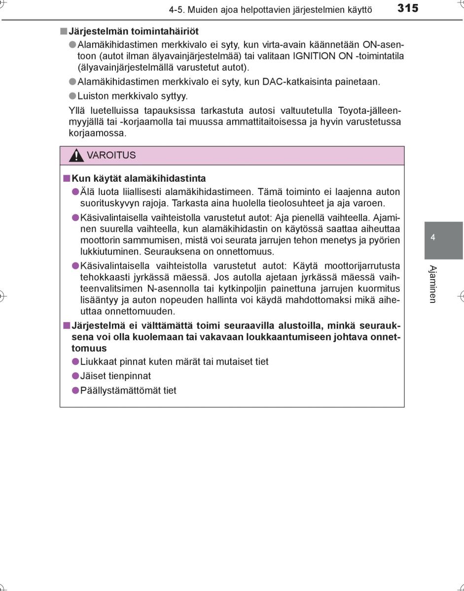 Toyota Hilux VIII 8 AN120 AN130 omistajan kasikirja / page 315