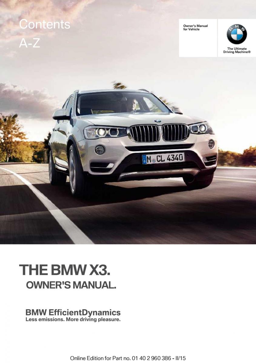 BMW X3 F25 owners manual / page 1