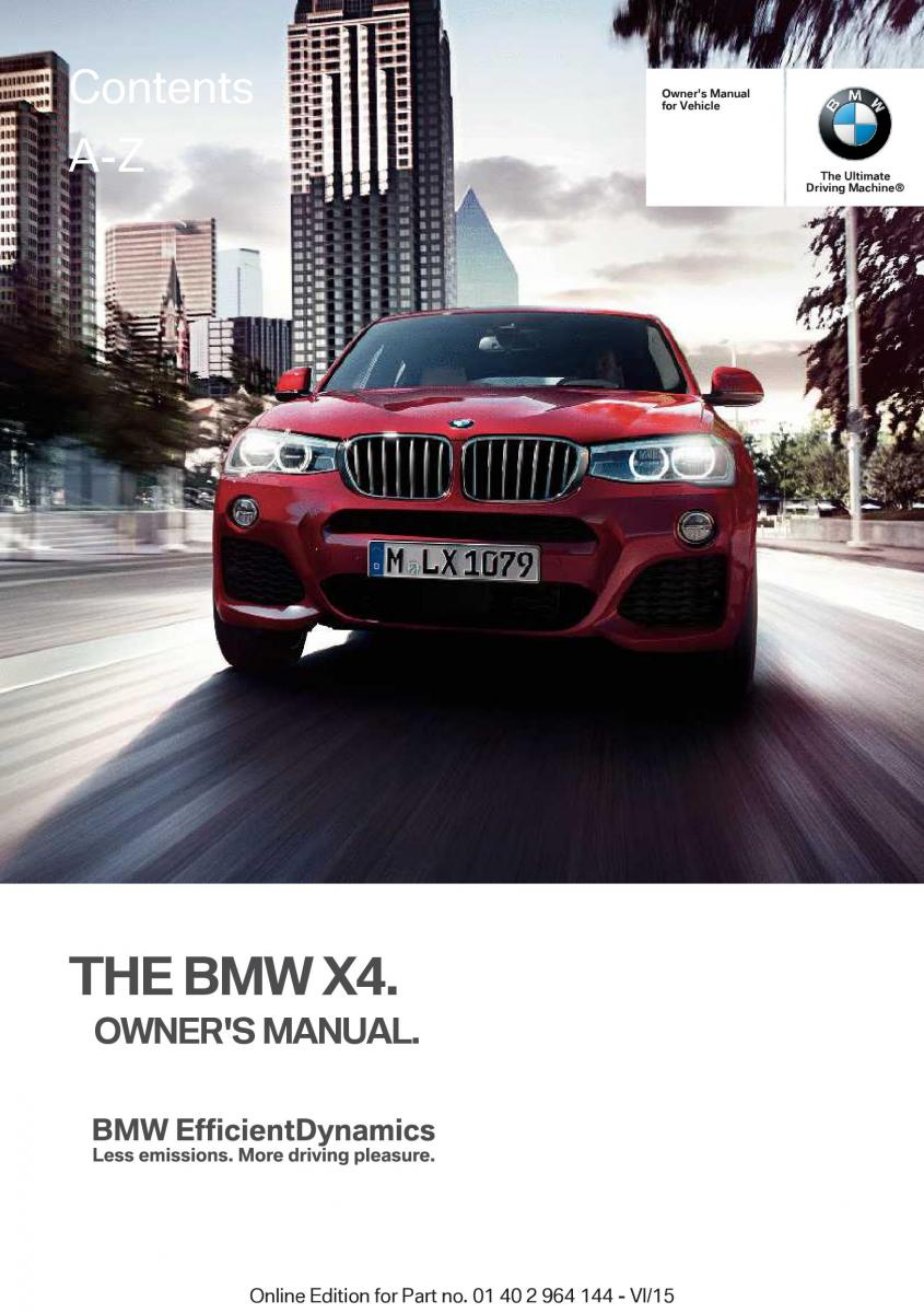 BMW X4 F26 owners manual / page 1