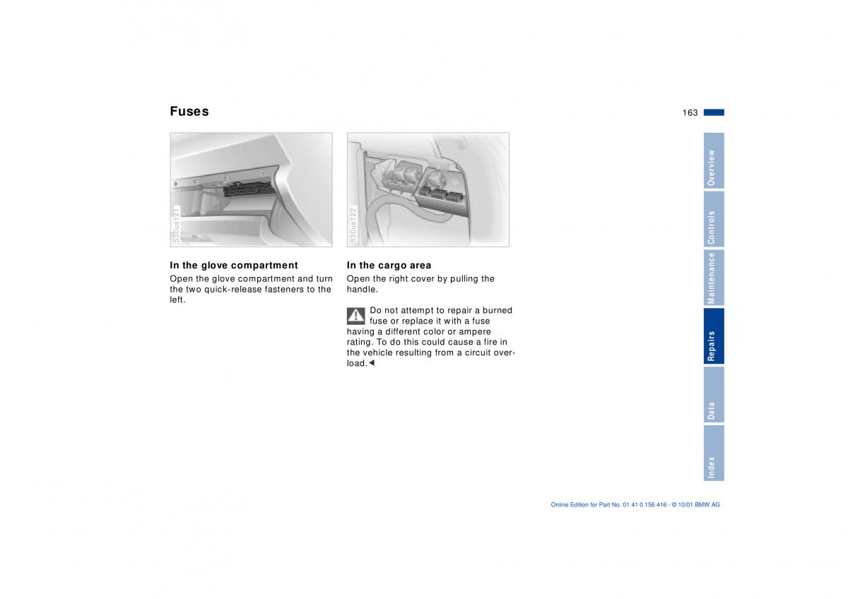 BMW X5 E53 owners manual / page 163