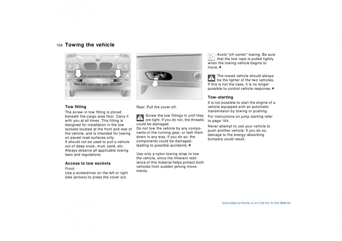 BMW X5 E53 owners manual / page 166