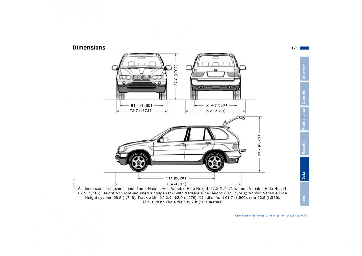 BMW X5 E53 owners manual / page 171