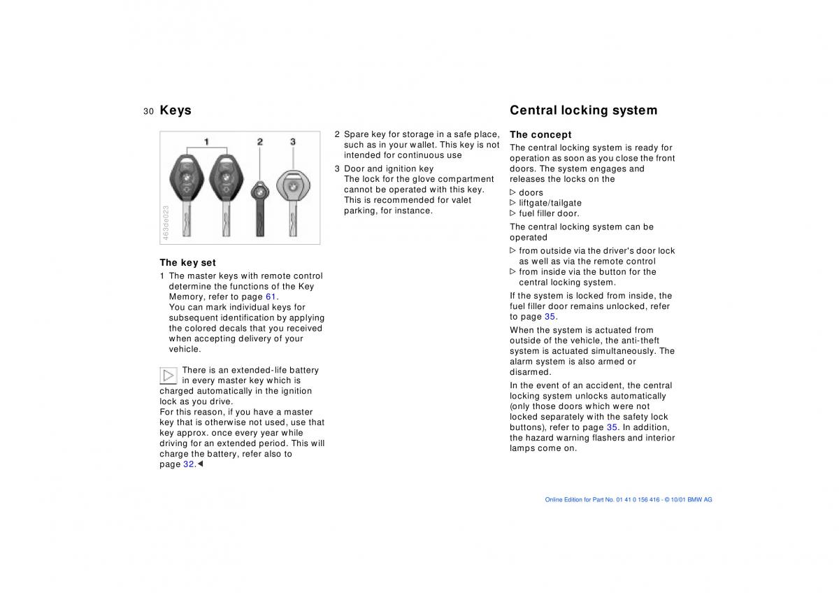 BMW X5 E53 owners manual / page 30